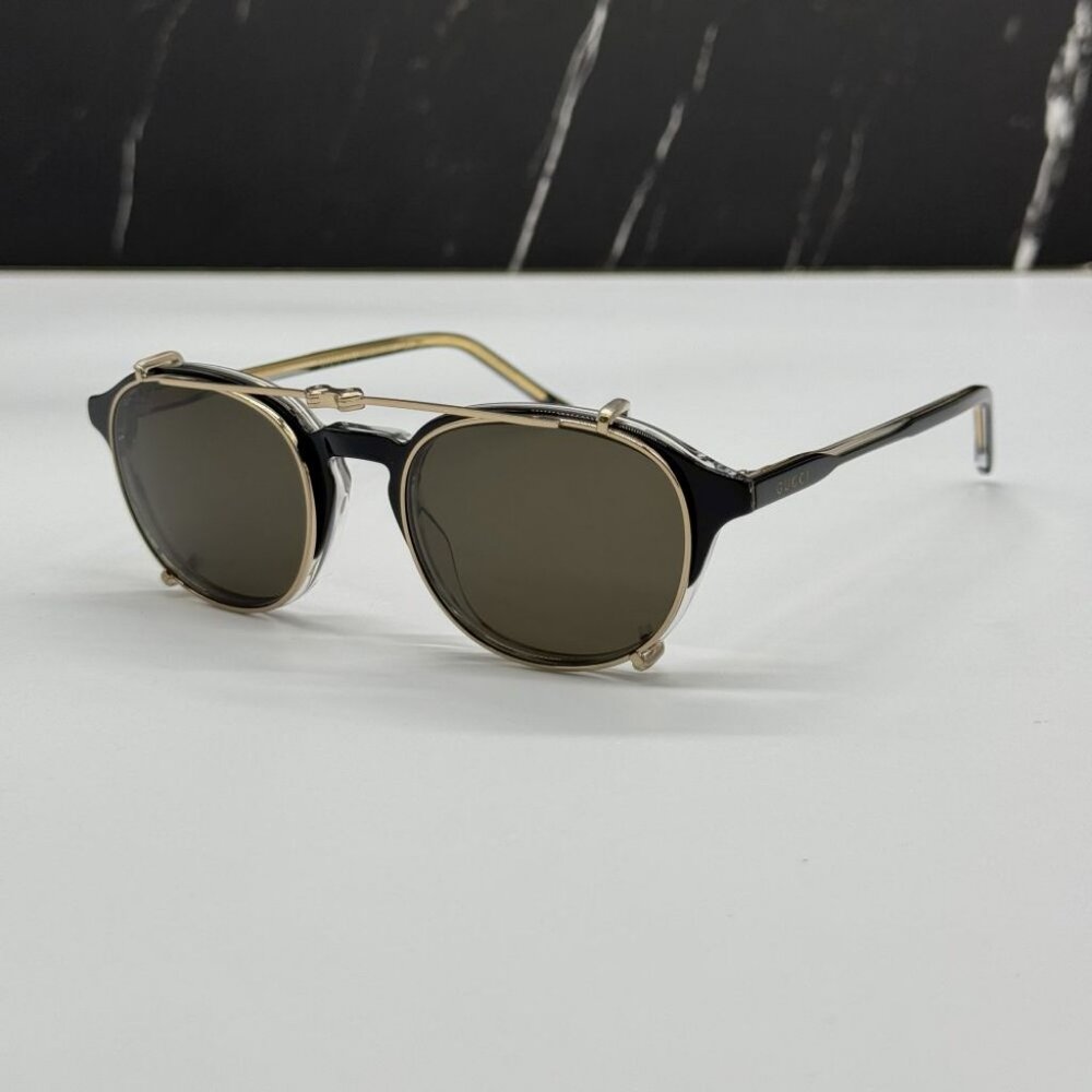 NEW GUCCI GG1212S 002 SUNGLASSES MEN ROUND BLACK EYEWEAR - Picture 6 of 16